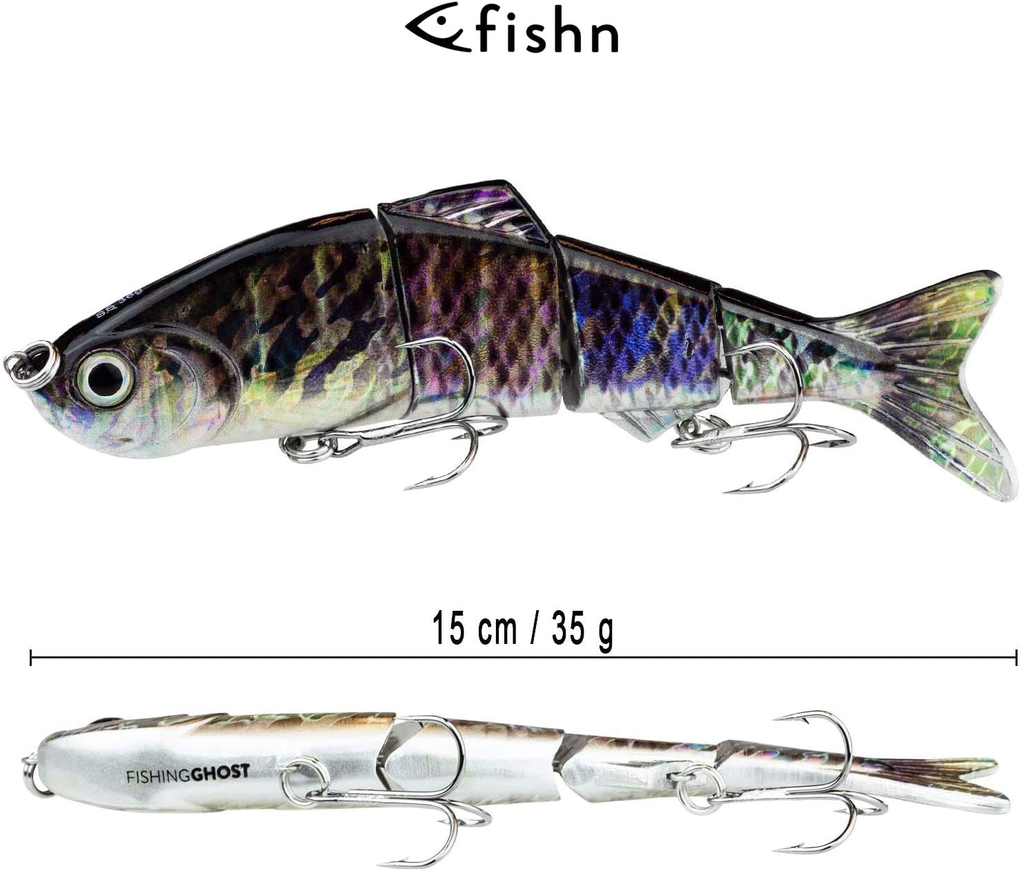 FISHN Bait Candy Set, Length: 12 cm/15 cm, Weight: 18/35 g, Swimbait Lure / Fishing Lure / Wobbler for Fishing Predatory Fish such as Pike, Perch, Trout (4X)