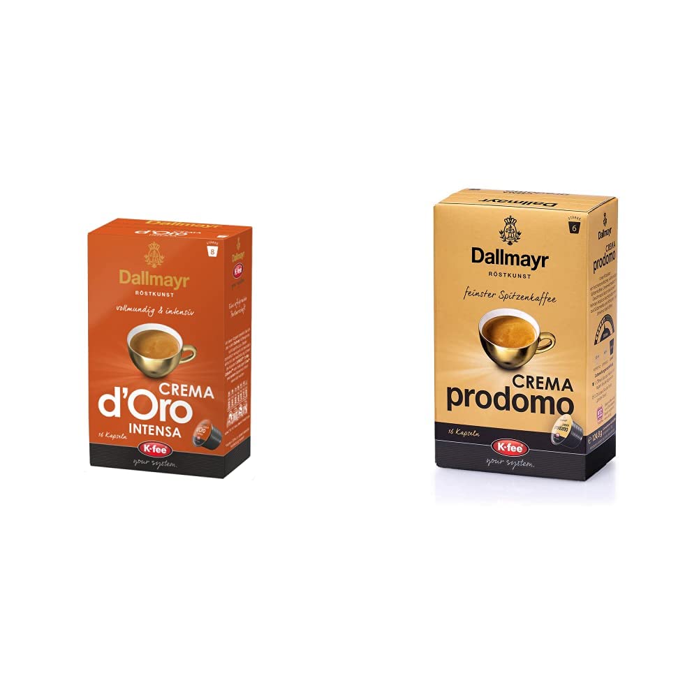 Dallmayr CREMA d\'Oro Intensa Coffee Capsules, 96 Pieces, Compatible with Tchibo Cafissimo (R)*, Pack of 6 (6 x 16 Pieces) & CREMA Prodomo Coffee Capsules, Compatible with Tchibo Cafissimo (R)*, (6 x