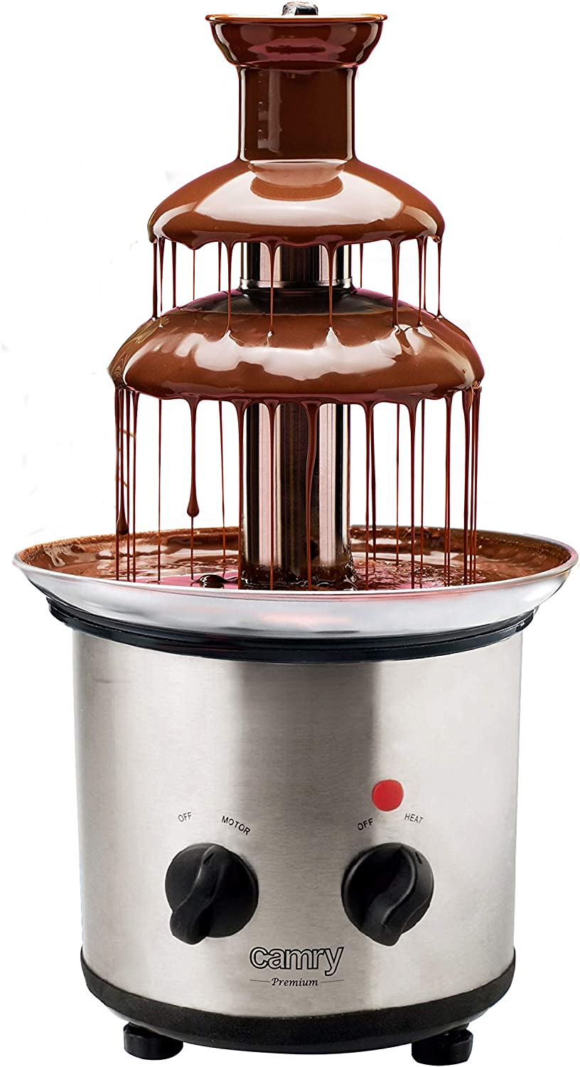 JUNG CAMRY CR4488 Stainless Steel Chocolate Fountain with Melting Function 0.65 L, 3 Levels, 320 W, Chocolate Fountain for Home, Flow Function & Keep Warm Function, Chocolate Fondue, Chocolate Fondue