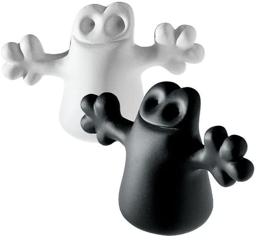 A Di Alessi Carlo A Little Ghost On The Top of A Bottle Stoppers, Set of Two, Black/ White