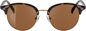 Sunglasses adults brown patterned frame, brown tinted round lenses, Havana look, 1 piece