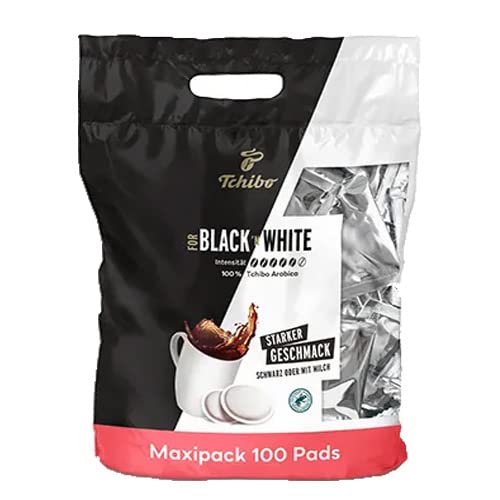 Tchibo Maxipack, BLACK&WHITE, 800 pieces – 8x 100 pads (coffee, strong with strong taste), sustainable, suitable for Senseo machines