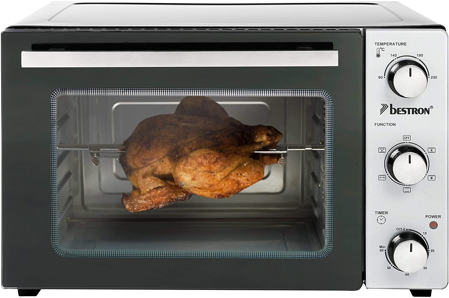 Bestron AOV31 2-in-1 Mini Oven with Rotisserie 31 Litre 1500W Stainless Steel Black