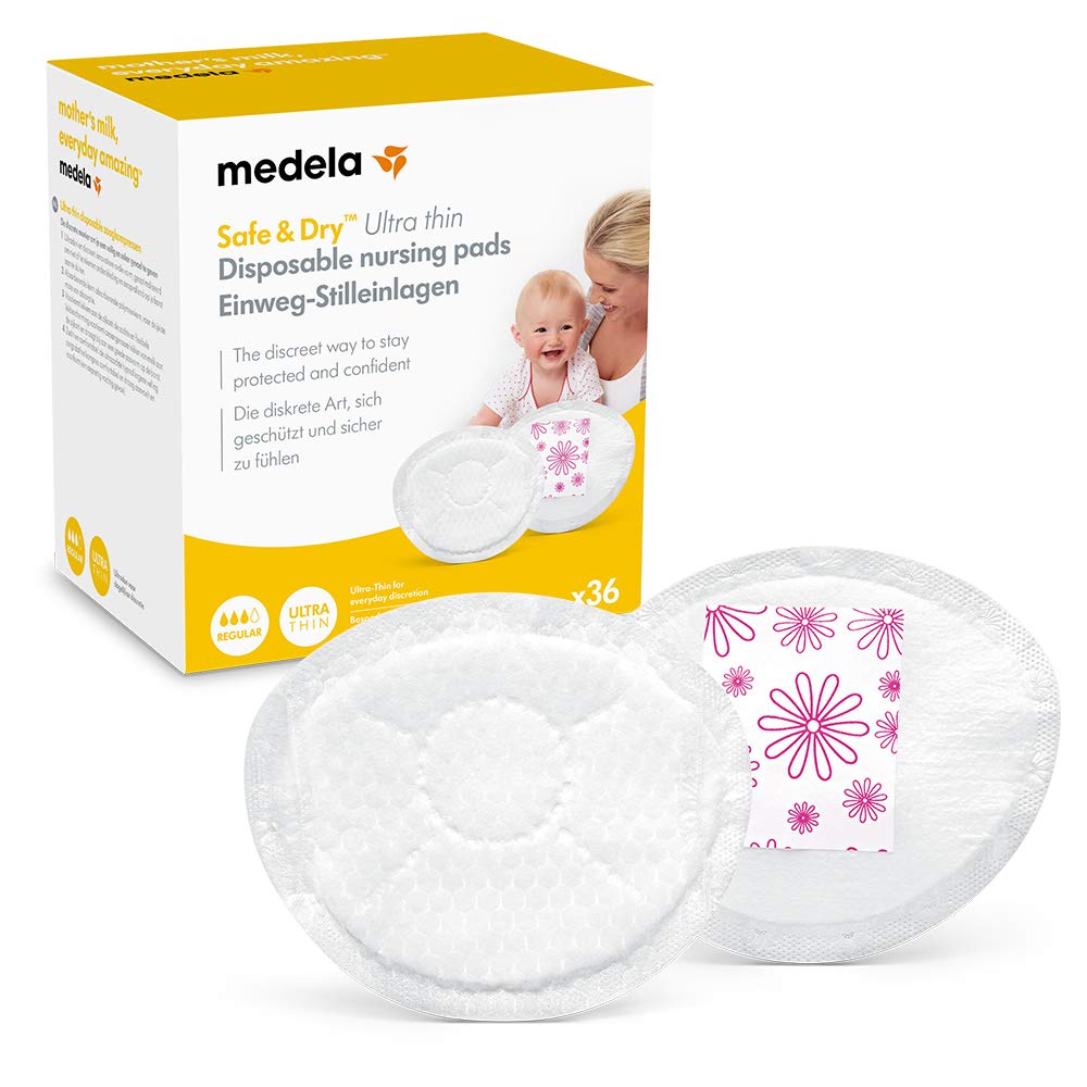 Medela Safe & Dry Ultra Thin Disposable Nursing Pads - Ultra Thin and Highly Absorbent Nursing Pads - Pack of 36 Individually Wrapped Nursing Pads