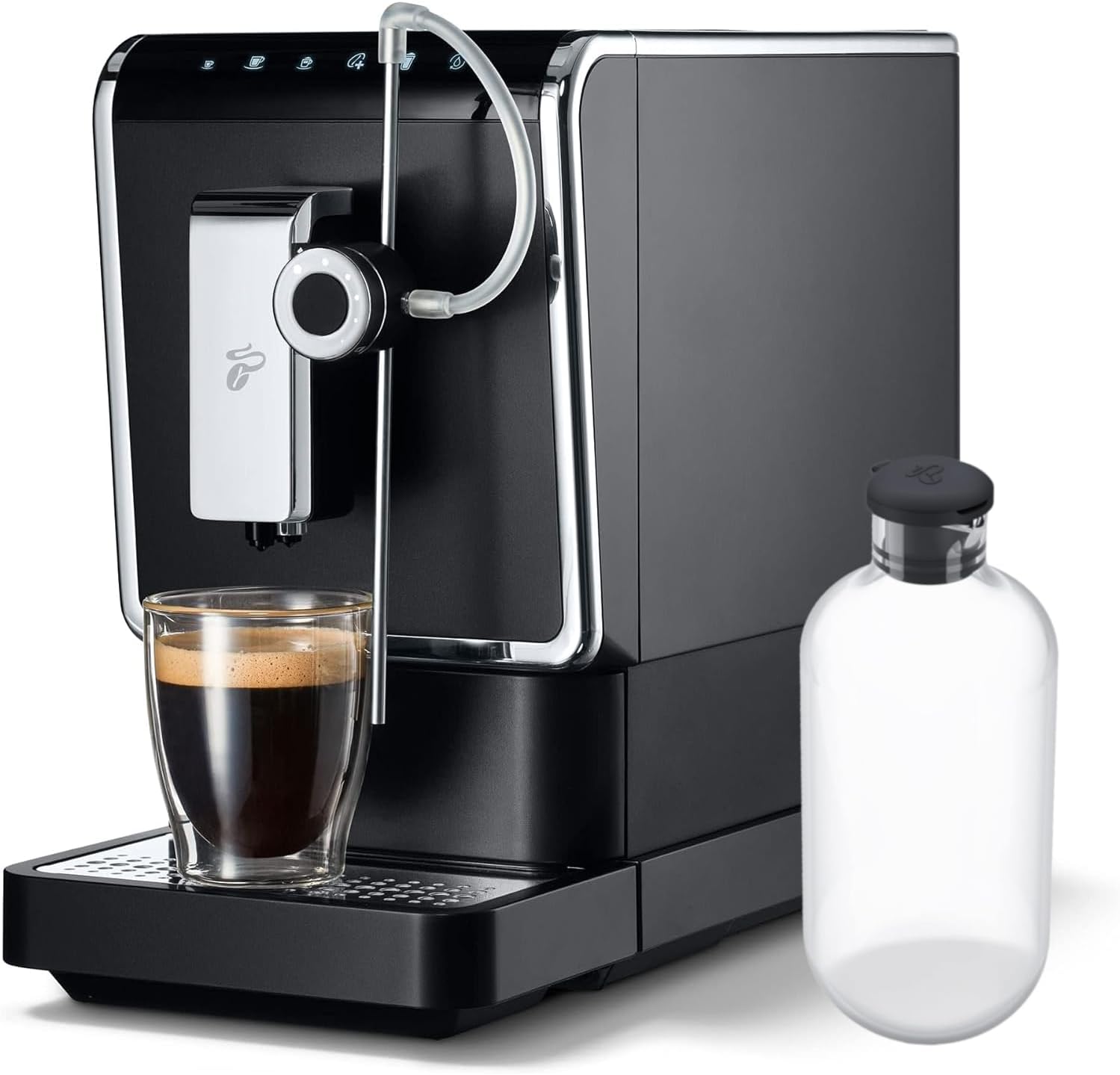 Tchibo Esperto Pro Fully Automatic Coffee Machine with Matching Glass Milk Carafe Perfect Coffee Enjoyment for Caffè Crema, Espresso and Milk Specialities, 600 ml Milk Container, Anthracite