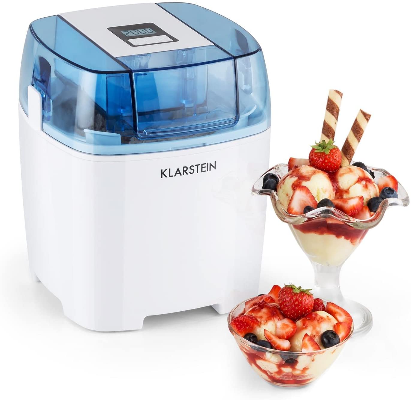 Klarstein Cream Berry 4-in-1 Ice Cream Maker | Turbo Ice Cream Machine Ice Cream Maker, Frozen Yogurt, Milkshakes and can be used as a Bottle Cooler | 1.5 Litre Capacity