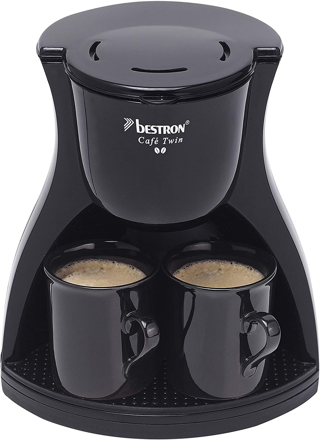 Bestron Duo Coffee Maker with 2 Cups for Ground Filter Coffee 450 Watt Black
