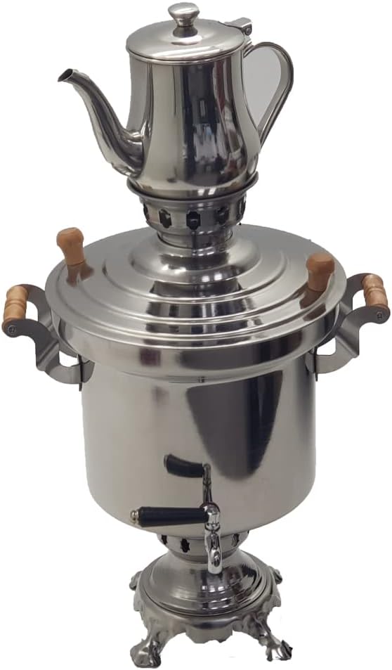 Samowar Set Stainless Steel with Teapot Charcoal Tea Machine with Chimney