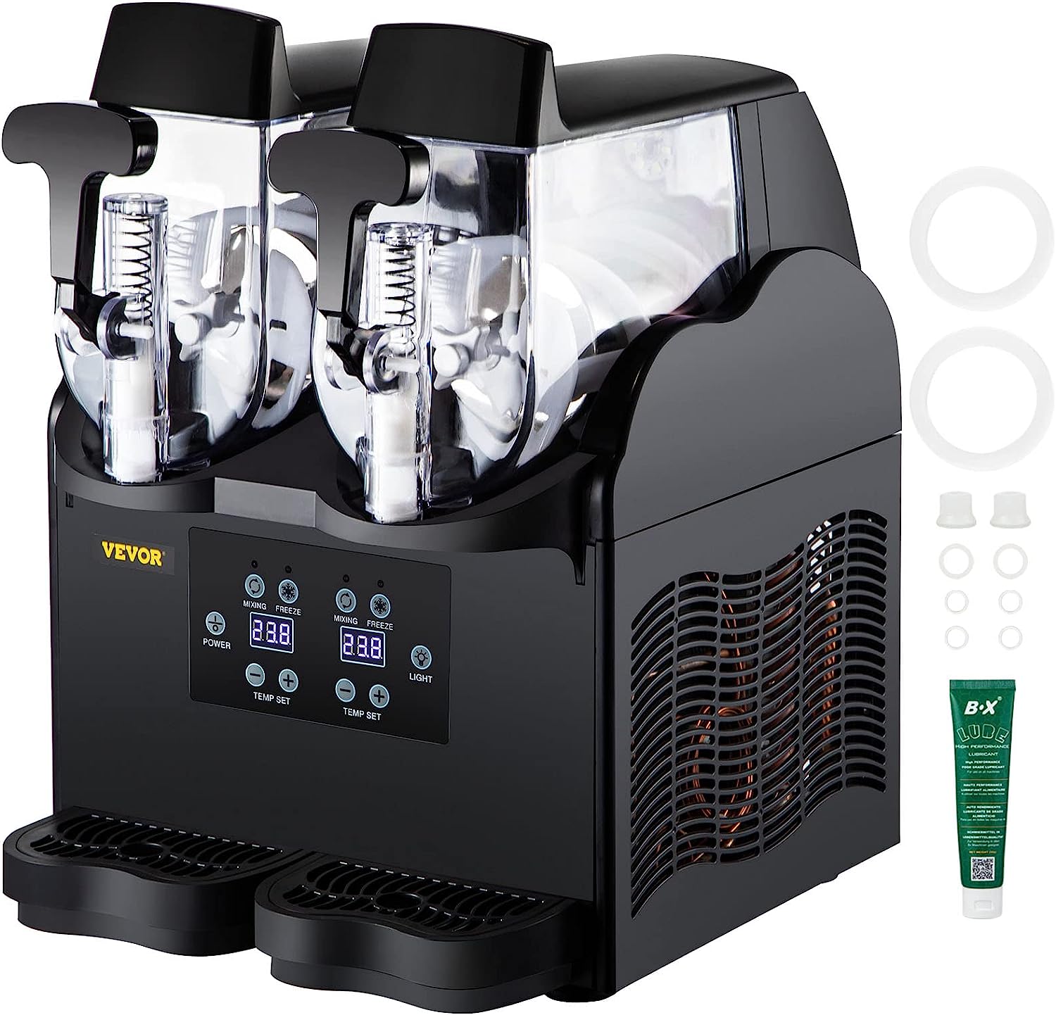VEVOR Commercial Slushie Ice Machine, 2 x 2.5 L Slush Ice Machine, 380 W 220 V Slushie Ice Machine, Slushie Machine with Removable Tray and Digital Smart Panel, Slush Machine Slush Device