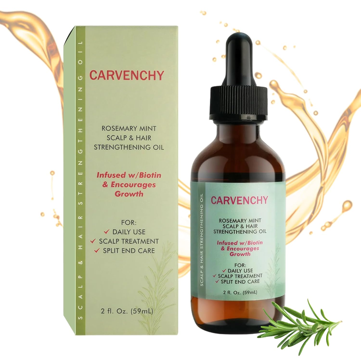 Rosemary Oil Hair, Organic Natural Rosemary Oil for Hair, Hair Care Rosemary Essential Oil, Rosemary Oil for Hair Growth, Prevent Hair Loss, Suitable for All Hair Types (59 ml)