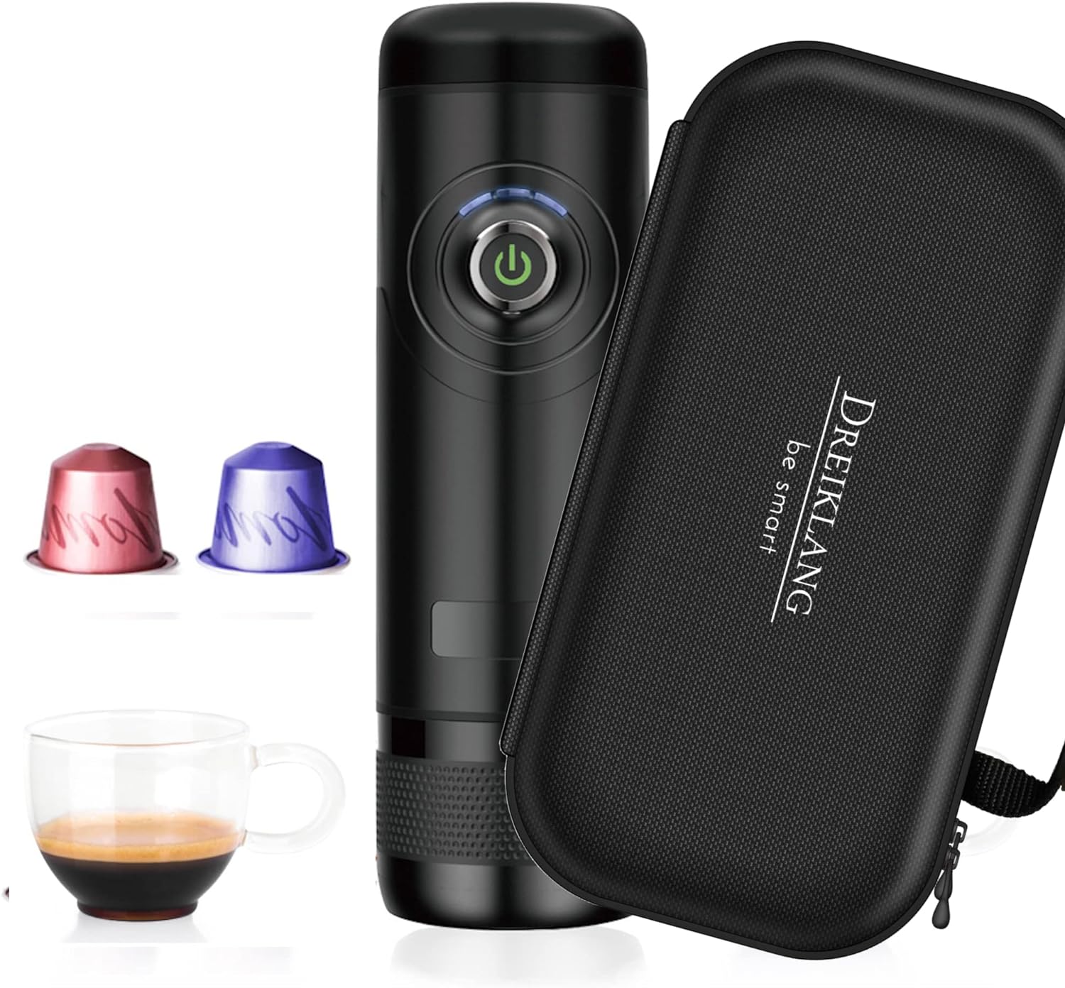 Dreiklang BESMART PORTABLE Espresso Machine With Carry Bag Battery, Electric 12 V Travel on the Go Car, Camping, Boat, Compatible with Capsule System from Nespresso Starbucks L \ 'Or 18 Bar,