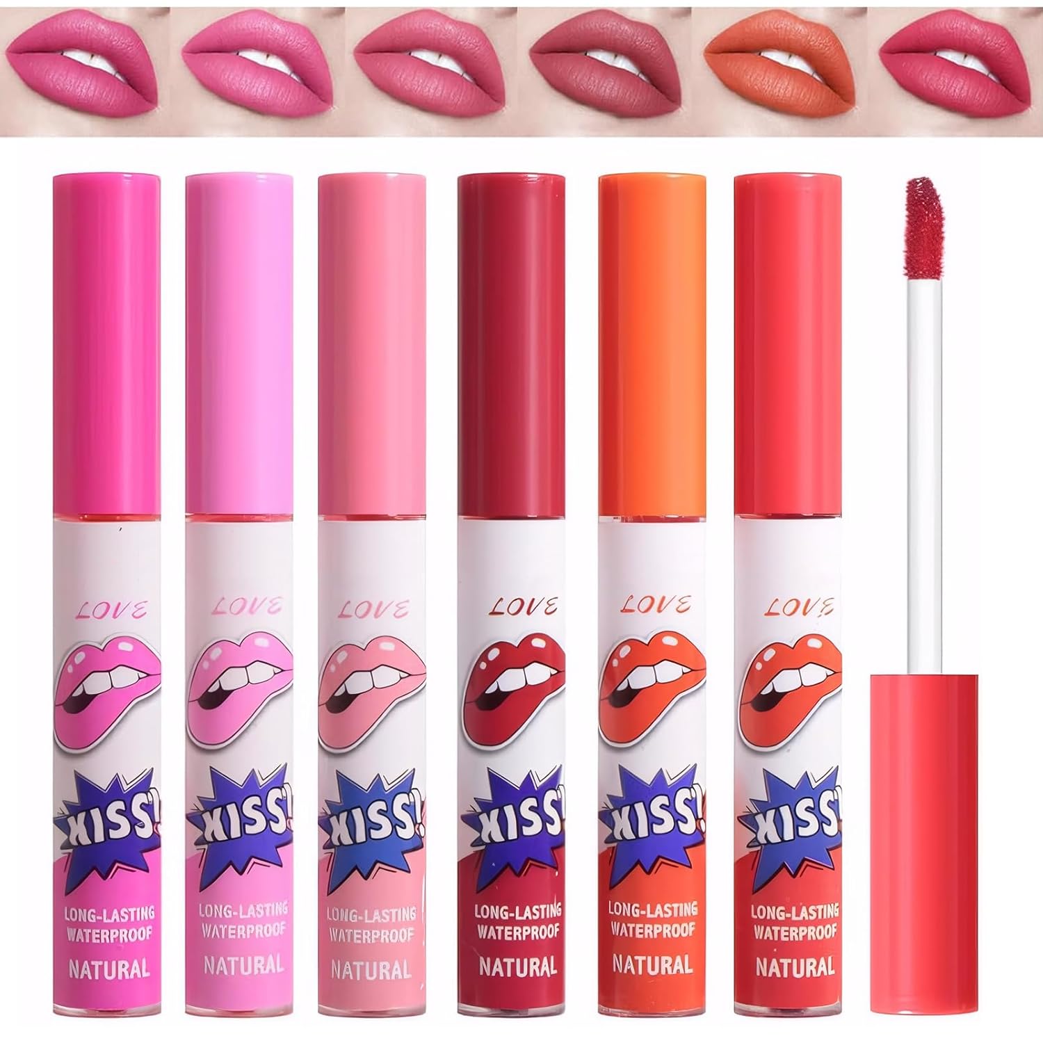 Lip Stain Peel Off Lip Tint Peel Off Lip Tattoo Peel Off Tattoo Lipstick for Peel Off Matte Finish Waterproof Non-Stick Cups for Women to Create Sexy and Plump Make-Up Pack of 6
