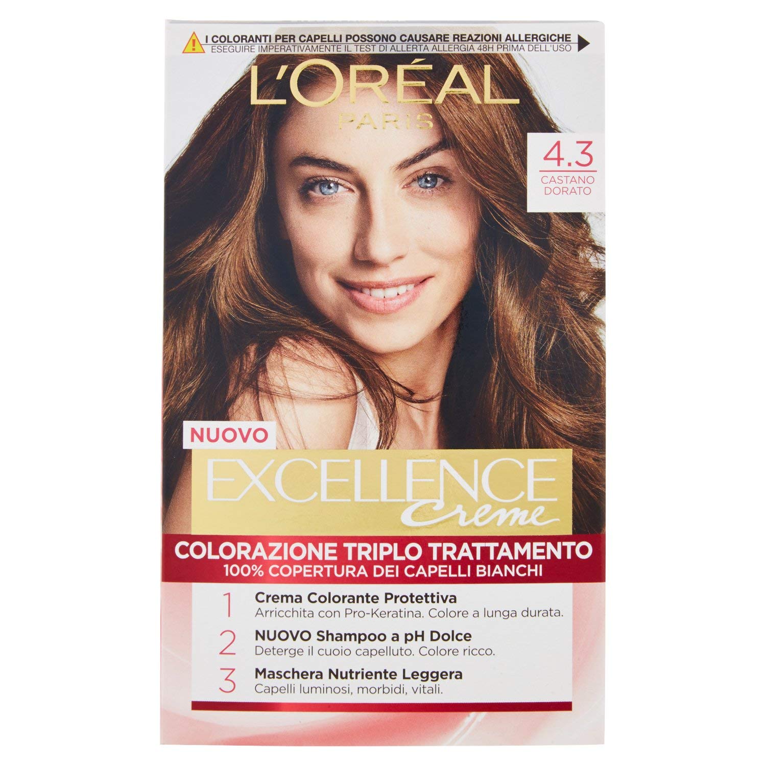L'Oréal Paris L\'OREAL Excellence No.4.3 Golden Brown Hair Dye, ‎castano dorato