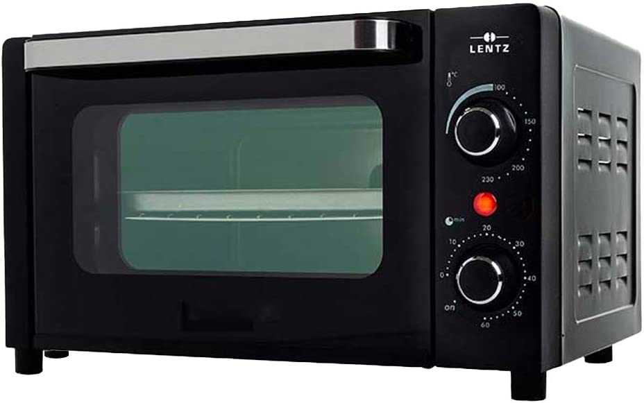 Livemore Mini Oven 12 Litres 1050 Watt with Baking Tray Grill Rack Timer and Temperature Regulator 0-230 °C Table Oven Pizza Oven (Black)