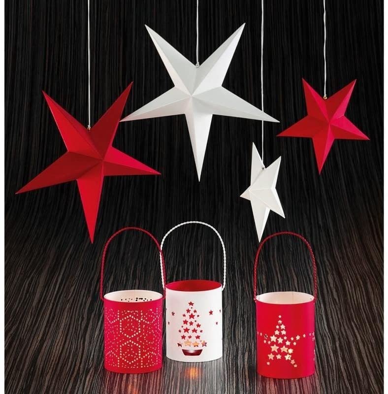 The Star Set of 2 Small Red Paper 14 (H) cm