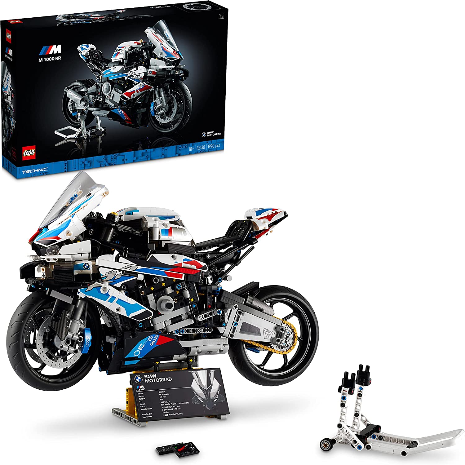 LEGO 42130 Technic BMW M 1000 RR motorcycle model for adults, model kit, set as a gift for tinkering