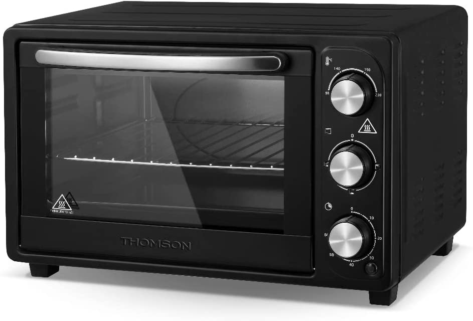 THOMSON Mini Oven 20 L Freestanding Oven Small (Grill Oven + Convection Oven), Mini Oven Electric, Small Oven for Rolls, Chicken etc., Black