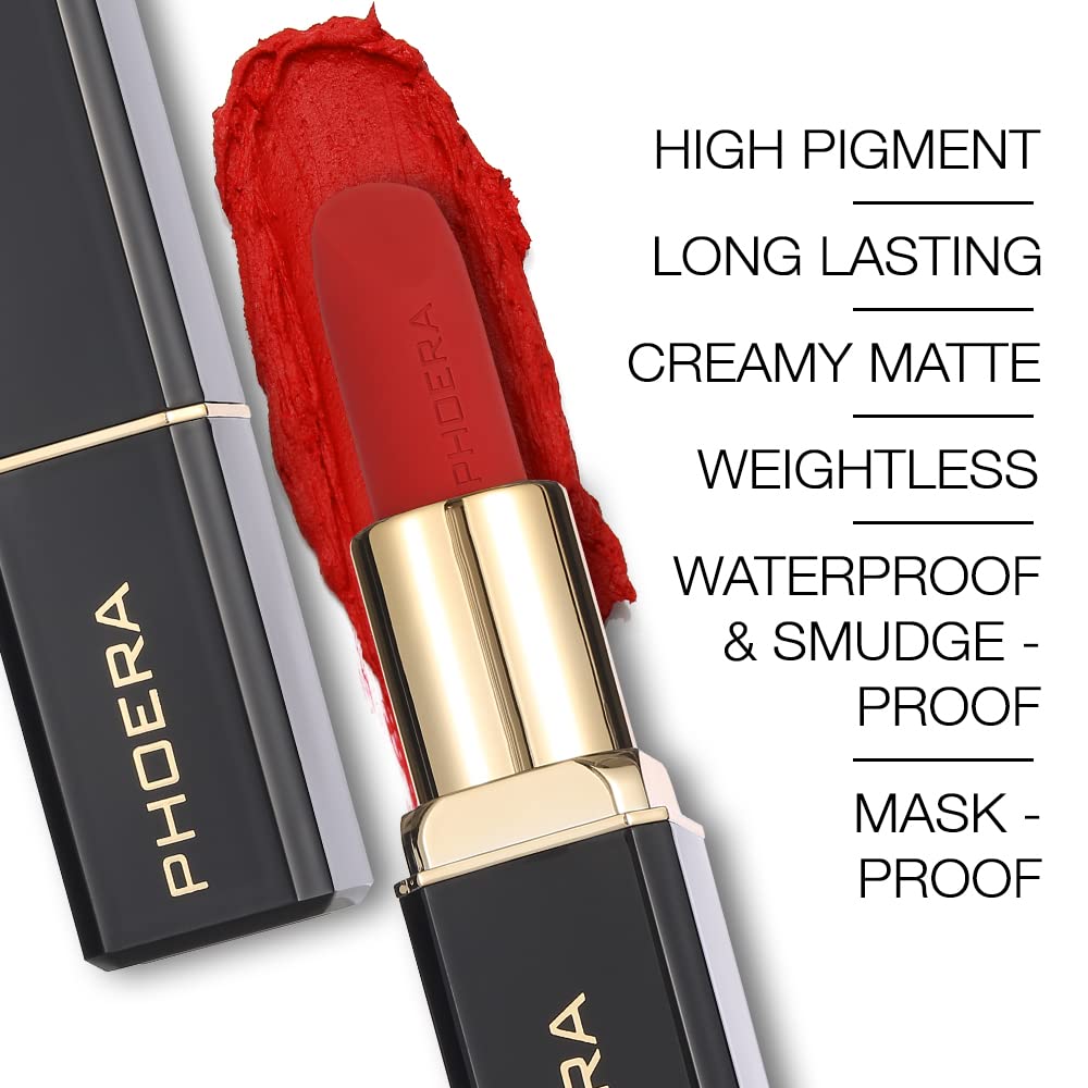 Phoera 24 HRS Non Transfer Matte Lipstick, No Grainy Feeling Lipstick with Long-Lasting Moisturising and Waterproof (04 Tacey)