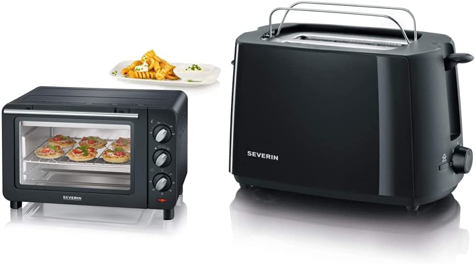 Severin TO 2064 Baking and Toast Oven, 1200 W, Incl. Cooking Grate and Baking Tray, 14 litres, Silver/Black