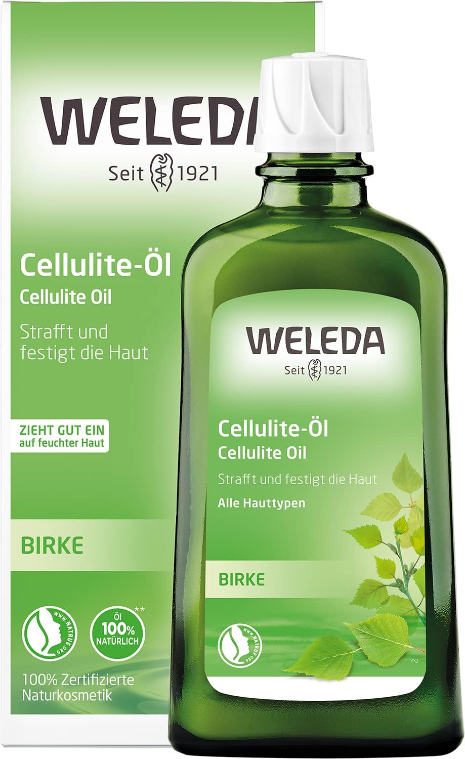 WELEDA Bio Birke Anti Cellulite Öl 200ml - Naturkosmetik Hautpflege Körperöl mit Jojobaöl strafft & festigt die Haut. Massageöl mit dermatologisch bestätigter Wirkung aktiviert den Hautstoffwechsel
