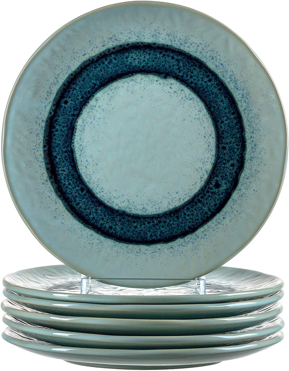Leonardo Matera 018544 Ceramic Plates Set of 6 Dishwasher Safe Dinner Plates with Glaze 6 Round Stoneware Plates Diameter 22.5 cm Blue