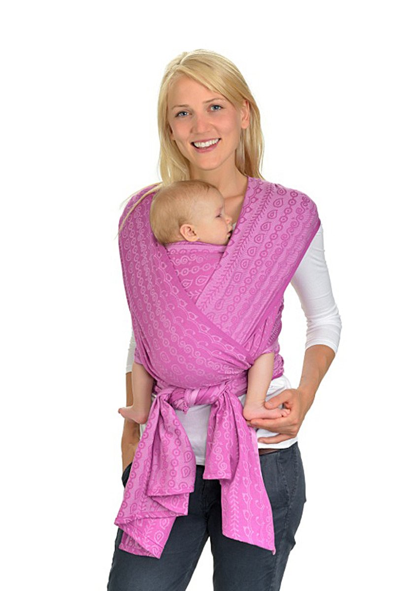 Hoppediz Baby Sling ✓ Includes Illustrated Binding Instructions ✓ Tested for Harmful Substances ✓ All Wearing Styles | Darjeeling Berry Design 5.40 m