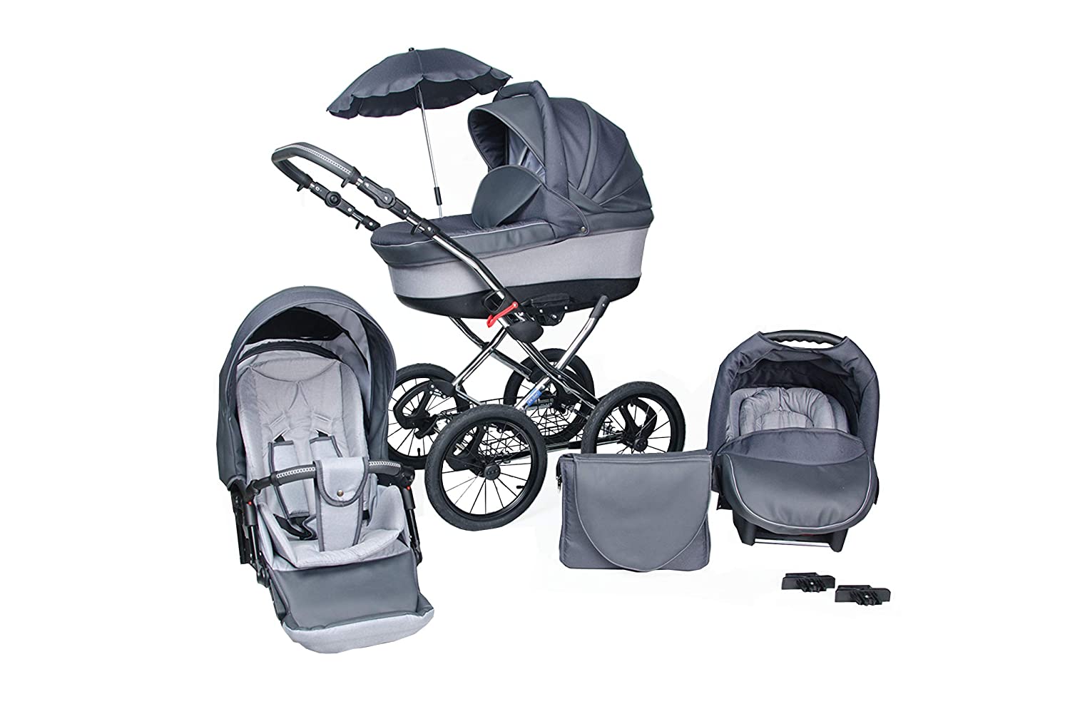 Skyline Classic Retro Style Lux Combination Pram and Pushchair, 3-in-1 Travel System, Car Seat (Isofix)