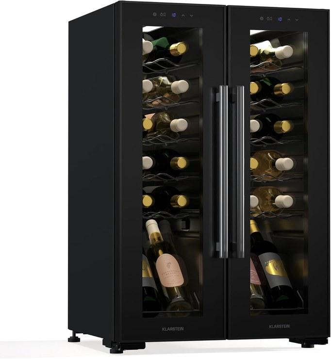 Klarstein Shiraz Wine Fridge 2 Zones - 24 Bottles Freestanding 5-18°C LED Lighting Touch Control Elegant Design Wine Climate Cabinet