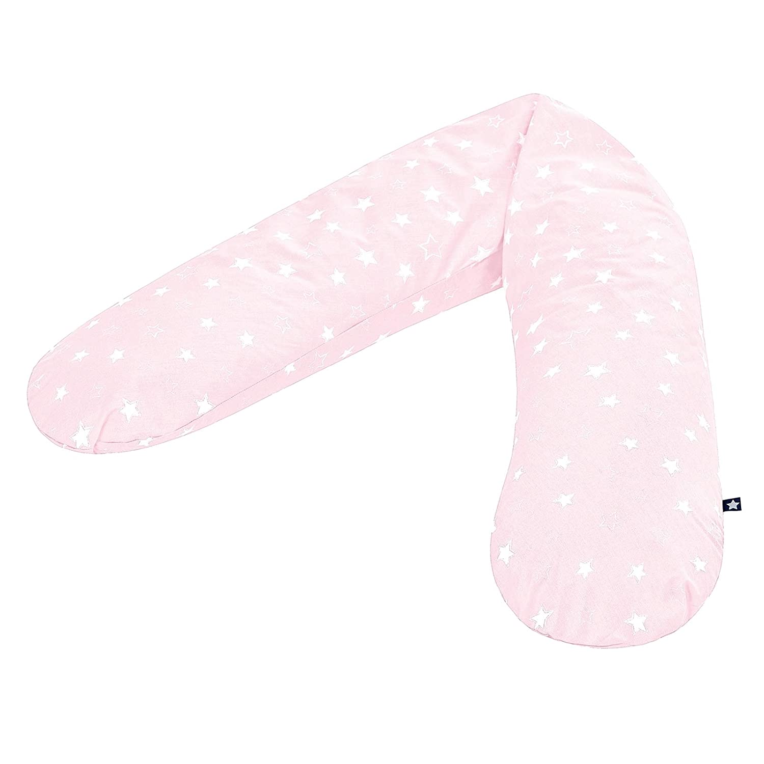 Julius Zöllner Nursing Pillow & Positioning Pillow | 190 cm | Includes Cotton Cover | EPS Microbead Filling 42 L | Starry Sky Pink