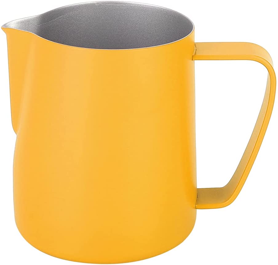 Deror 350 ml Stainless Steel Milk Frother Coffee Latte Cup Container Coffee Utensils (Yellow)