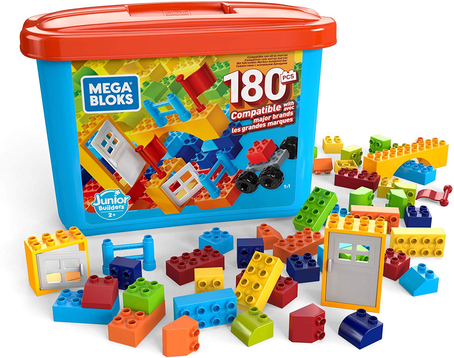 Mega Bloks Building Blocks Box with 100 and 180 Pieces for Kids Toys 2 Year