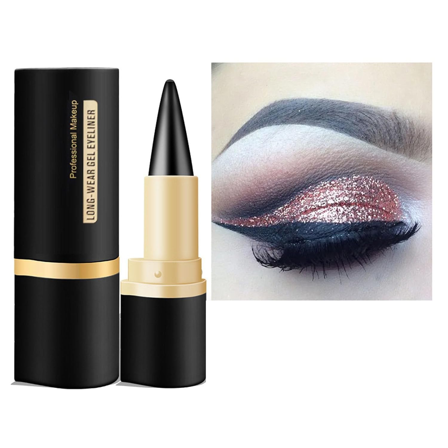 Eyeliner Waterproof - Eyeliner Pen Gel, Quick-Drying Eyeliner Pen, for the Ideal Eyeliner An Everyday Long Lasting Eye Make-Up (Black)