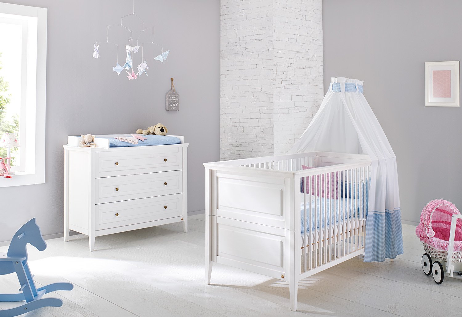 Pinolino Smilla Baby Room Furniture Set Wide with Cot and Changing Table Convertible Solid Pine White