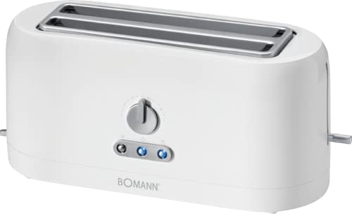 Bomann TA 245 CB Toaster, 4 Slice Long Slot Toaster, Defrost/Warm/Quick Stop Function, Cool Touch Housing, 1400 Watt, White