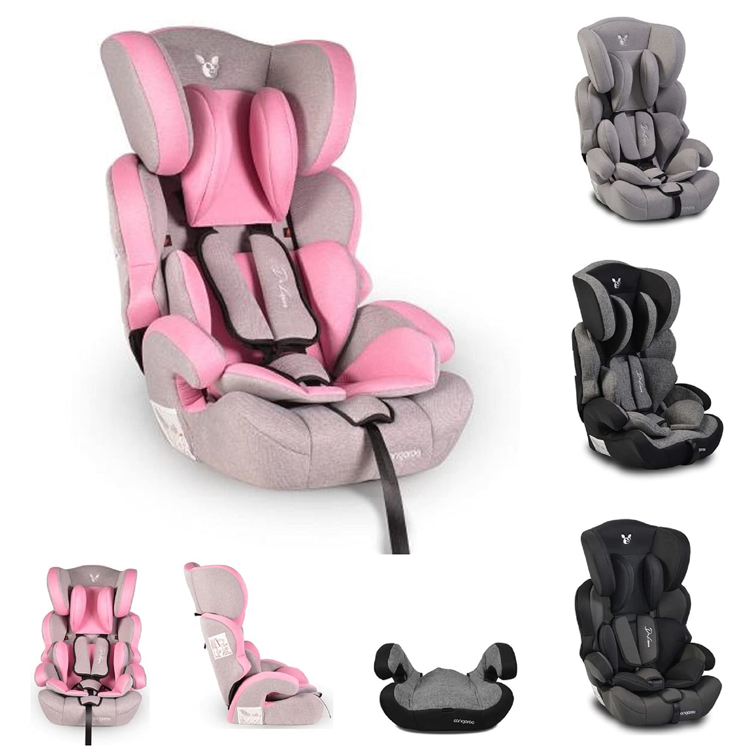 Cangaroo Deluxe Child Seat Group 1/2/3 (9-36 kg) Adjustable 1 to 12 Years Pink