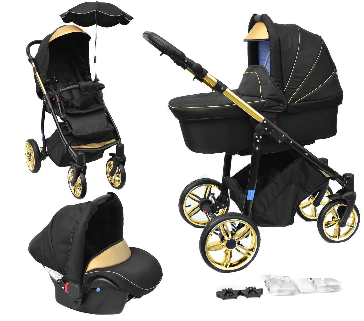 Skyline 3-in-1 Combination Pram with Aluminium Frame, Baby Cot, Sports Buggy Attachment and Baby Car Seat (ISOFIX)
