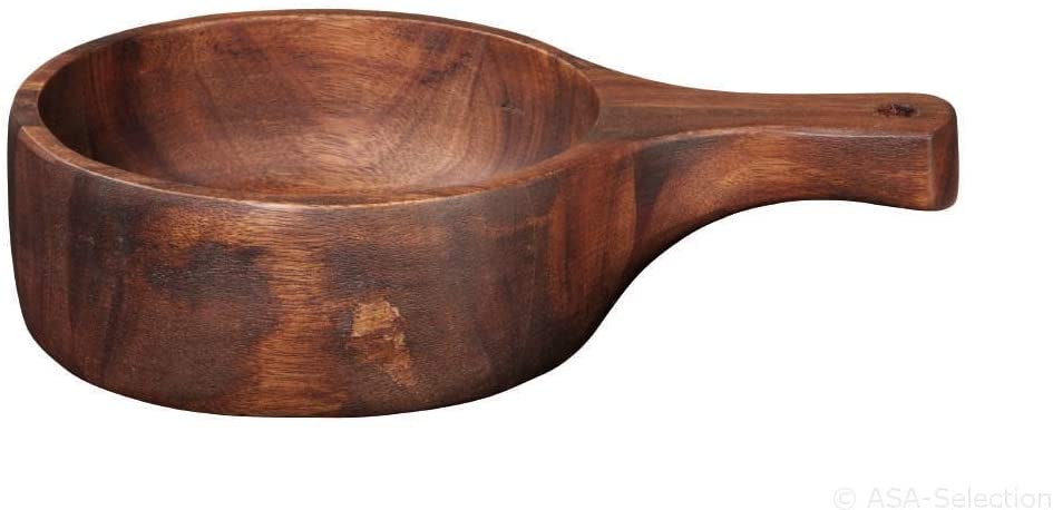 ASA Acacia Solid Wood Wooden Bowl with Handle 22.5 cm 14.5 H 5,6 cm
