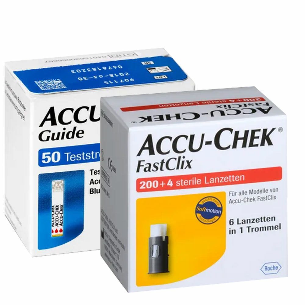 Accu-Chek® FastClix Lanzetten + Accu-Chek® Guide test strips
