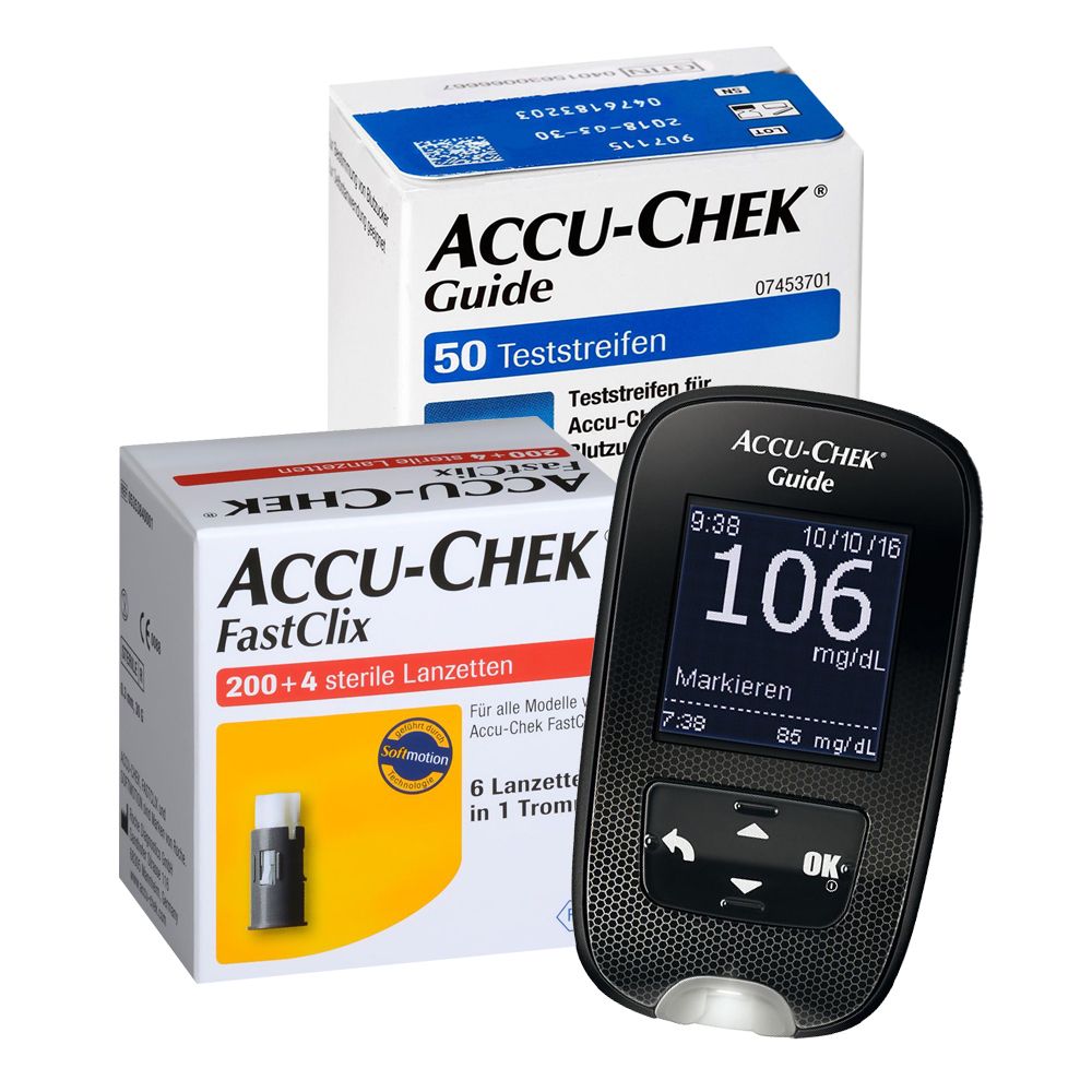 Accu-Chek® Guide MG/DL + Test strip + FastClix Lanzetten