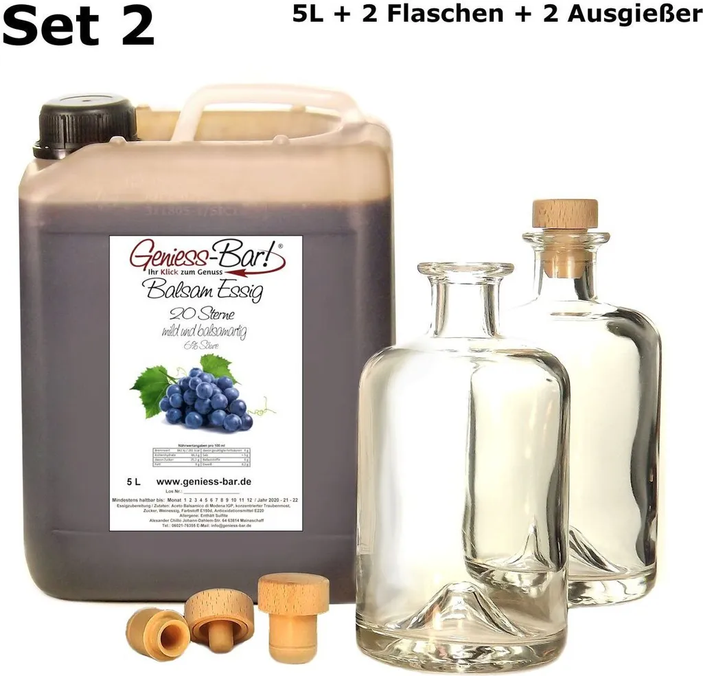 Aceto Balsamico Vinegar 20 Stars 5L with 2 bottles & pourers - Balsamic vinegar creamy & very mild