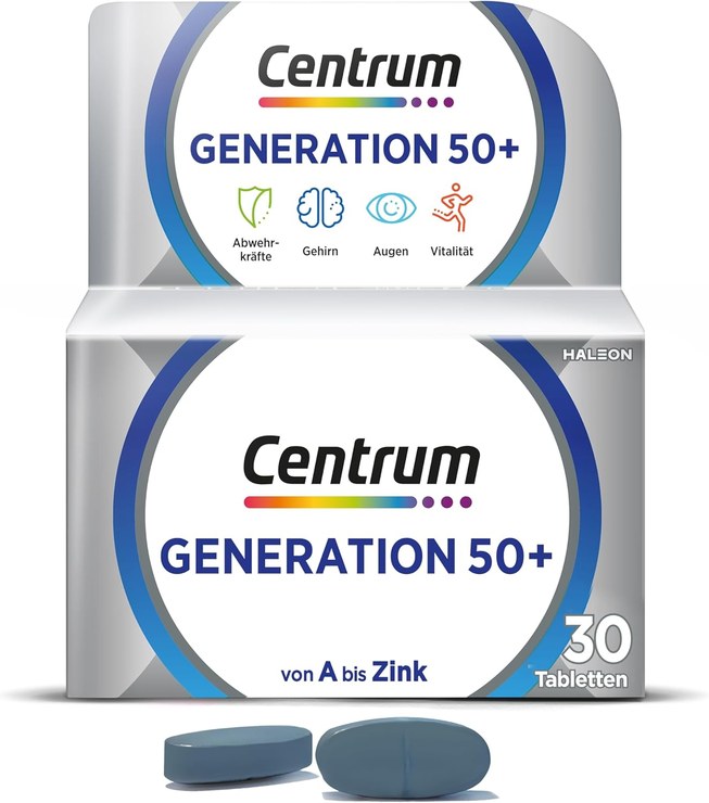 Centrum Generation 50+, Pack of 30 - High Quality Dietary Supplement for Best Ager for Daily Complete Supply of Micronutrients - Packaging May Vary