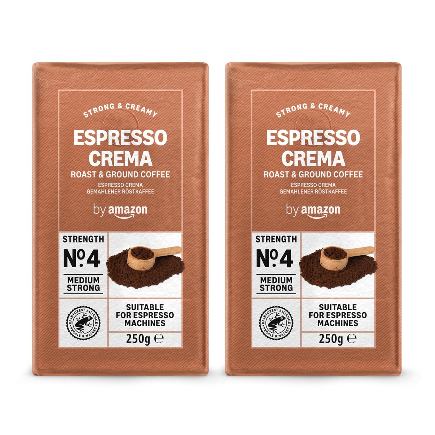 by Amazon Espresso Crema Ground Coffee 500 g (2 x 250 g) - Medium Roast Rainforest Alliance Certification (Formerly Brand Happy Belly)