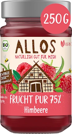 Fruit spread, pure fruit raspberry 75% fruit, 250 g
