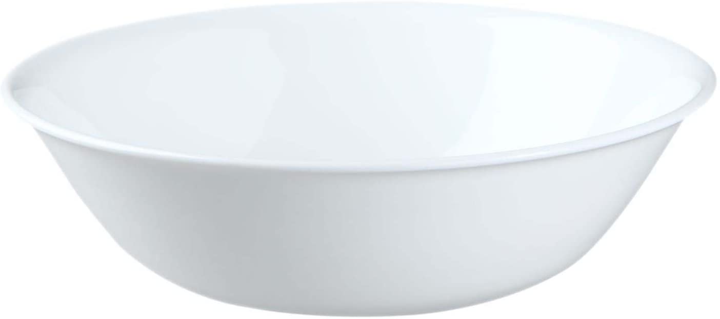 Corelle 0.95 Litre Vitrelle Glass Winter Frost White Serving Bowl, Pack of 3