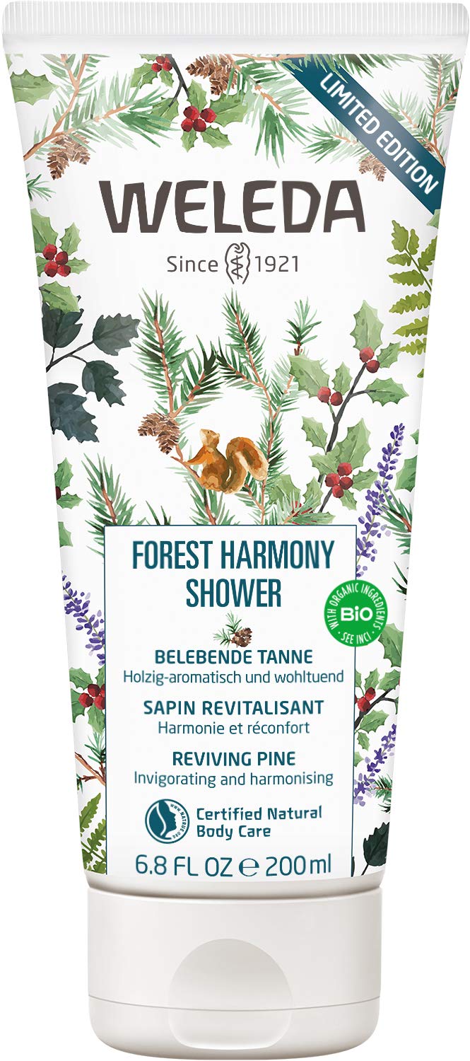 WELEDA Forest Harmony Shower Nourishing Natural Cosmetics Shower Cream Plant-Based Shower Gel Limited Edition Bodywash with Invigorating Forest Fragrance (1 x 200 ml), ‎weiß