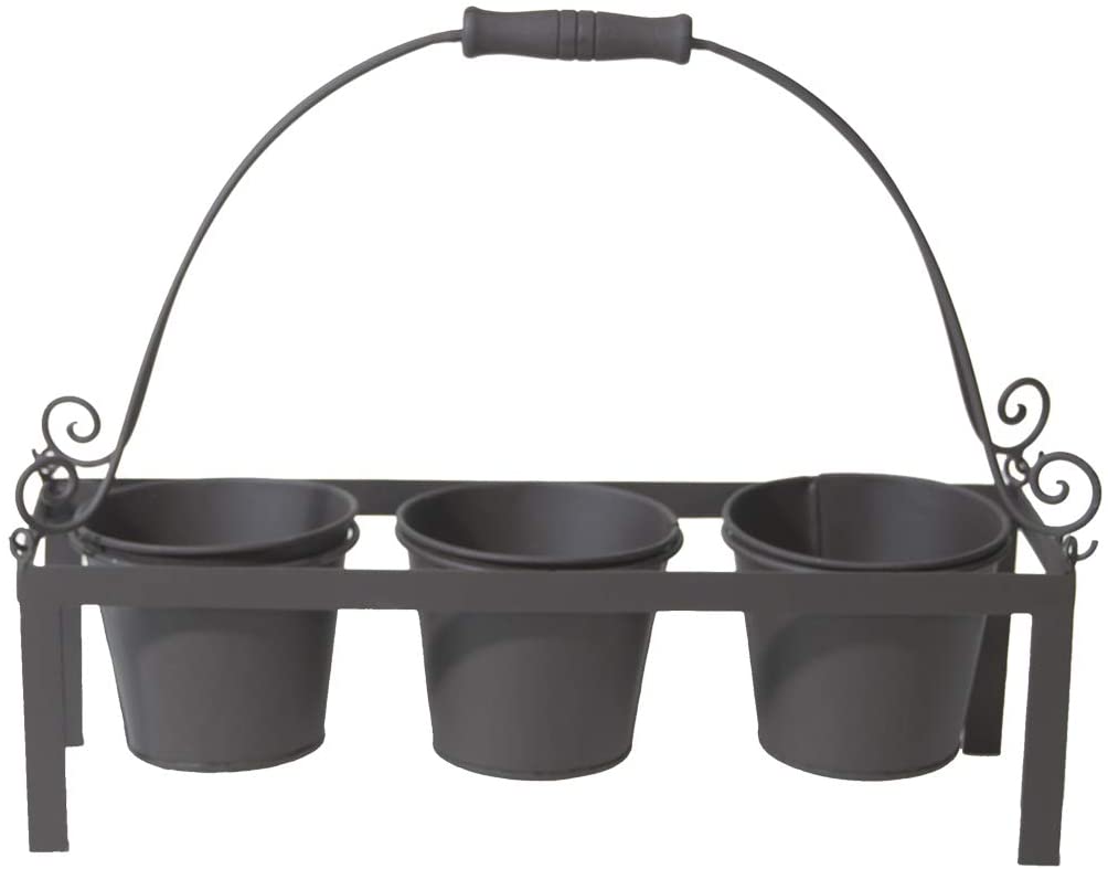 Varia Living Plant Pot Planter Metal In Black With 3 Pots Can Be Used As A 
