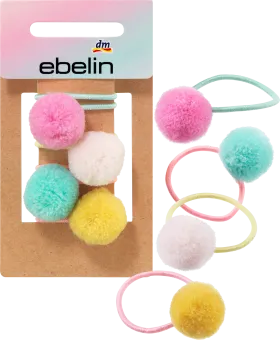 ebelin Hair ties with pompom, 4 pcs