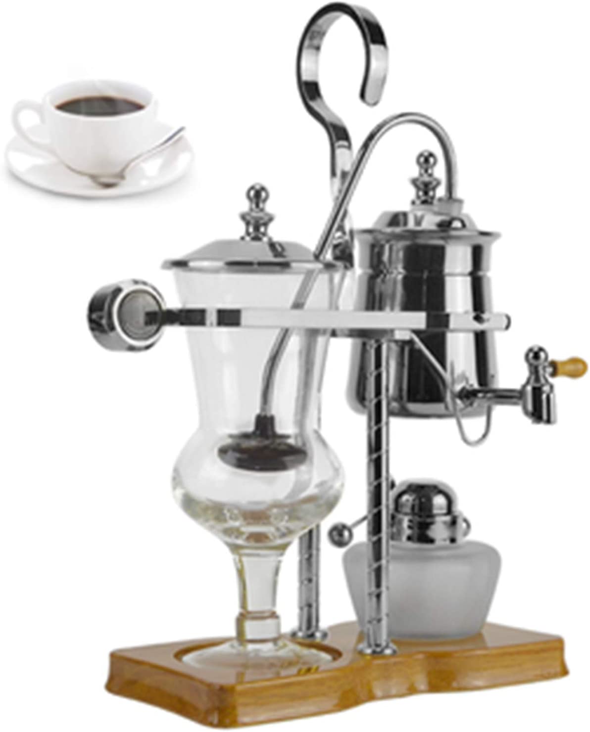 BNMY Siphonic Coffee Pot - Belgium Royal Family Balance Siphon Coffee Machine Classic and Elegant Retro Design Easy to Clean, Gold