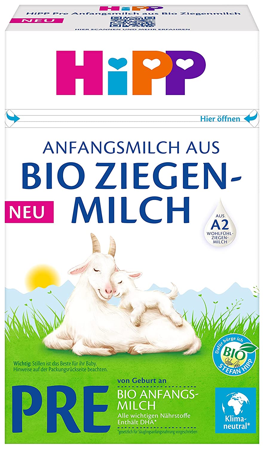 HiPP Milchnahrung aus Bio Ziegenmilch Pre Anfangsmilch aus Bio Ziegenmilch, 5er Pack