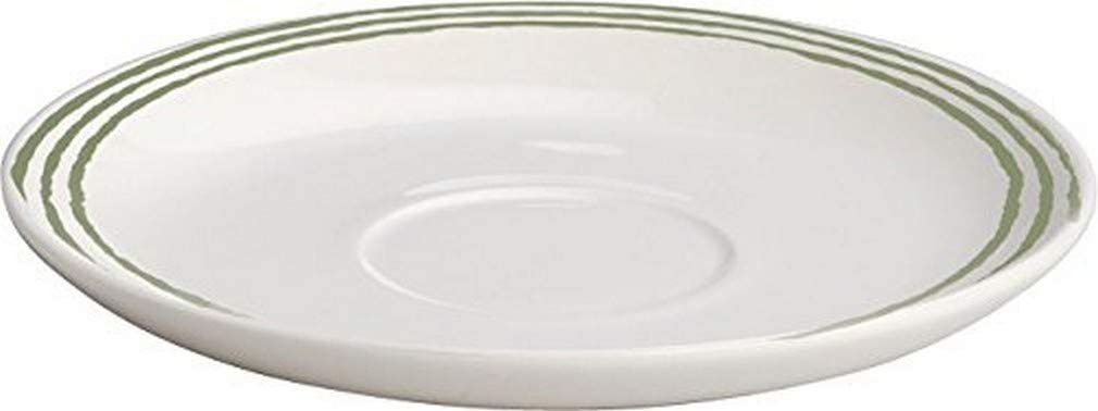 Alessi 15 cm Acquerello Saucer Teacup, White/ Green - Set of 4
